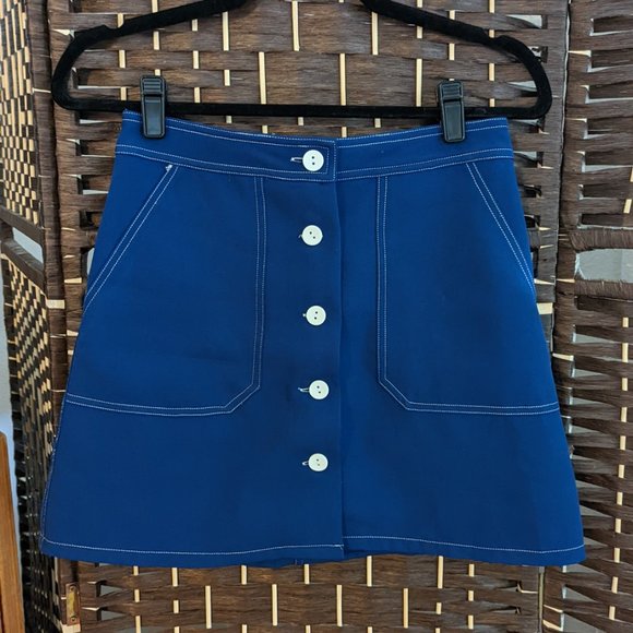 Blue Retro Mod Sans Souci Mini Skirt - Picture 2 of 7